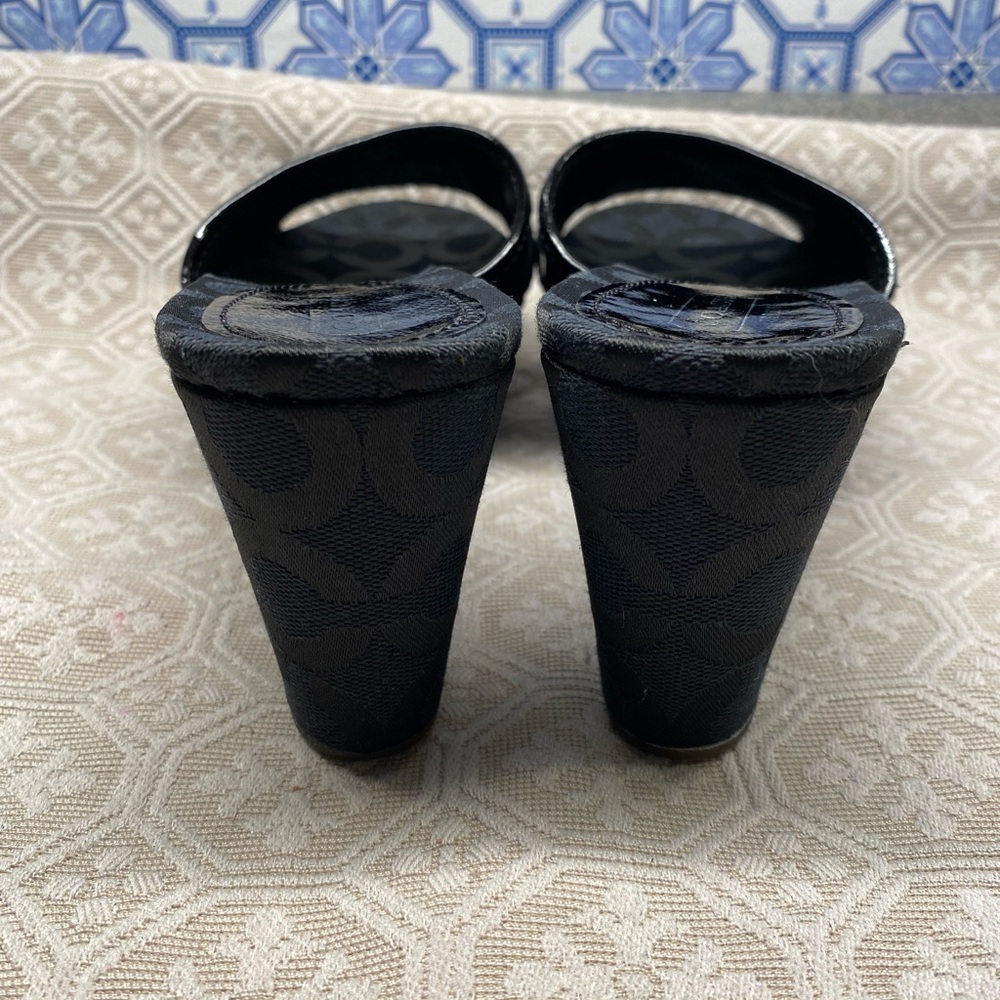 Coach Carissa Black Canvas Logo Wedges - Picture 6 of 9